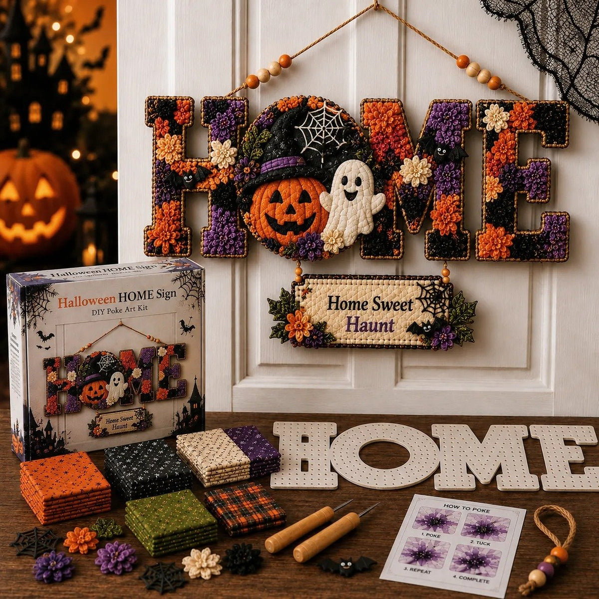 🔥49% Off Last Day - 🎄 ✨ DIY Fabric Poke Art HOME Sign Kit – No-Sew Seasonal Door & Wall Hanging Craft 🏡(📦Buy 2 Free Shipping)