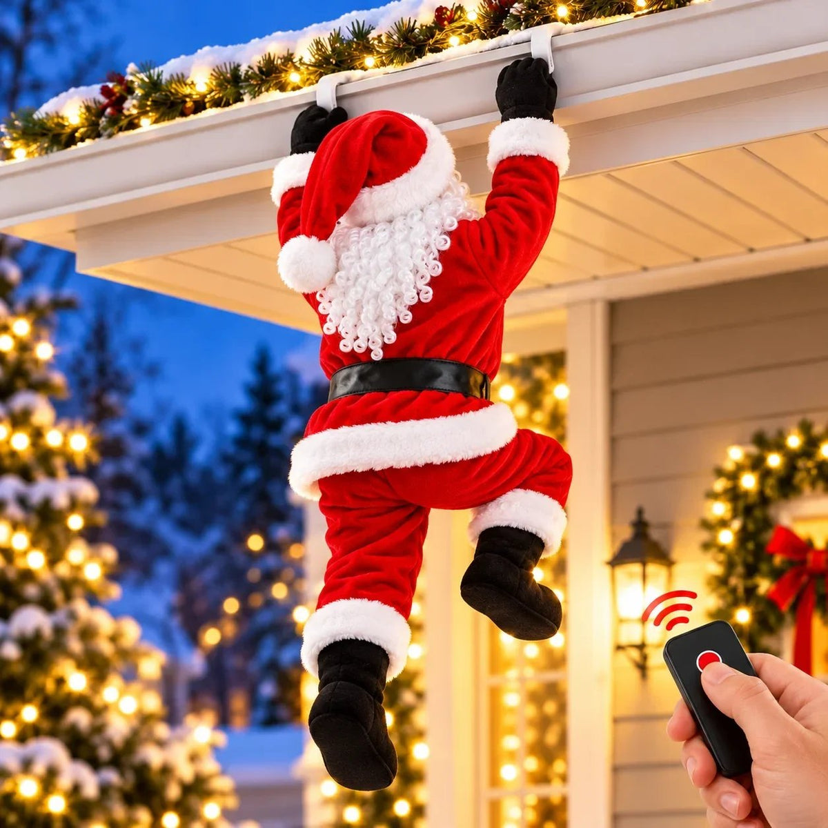 🎅🎄 Remote-Controlled Climbing Santa – Animated Christmas Roof & Gutter Hanging Decoration | Watch Santa Try to Climb Your Roof! 🎁