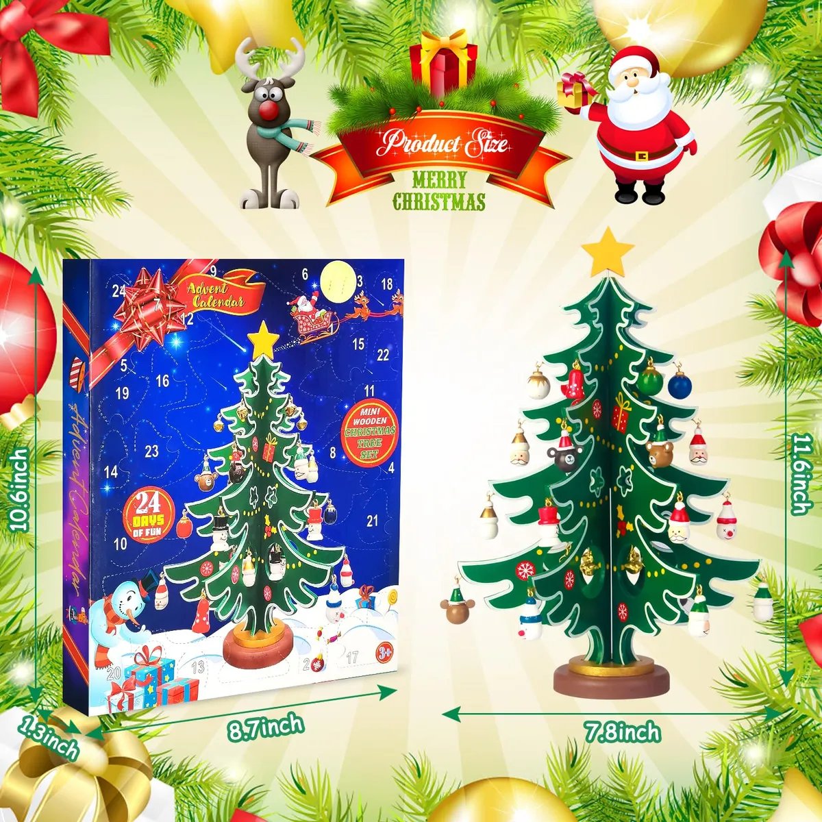 ⏳ Last Day 49% OFF – 🎄24-Day Christmas Tree Advent Calendar | 24 Unique Hanging Ornaments for Daily Surprises, Tree Decorating & Holiday Countdown Fun ✨