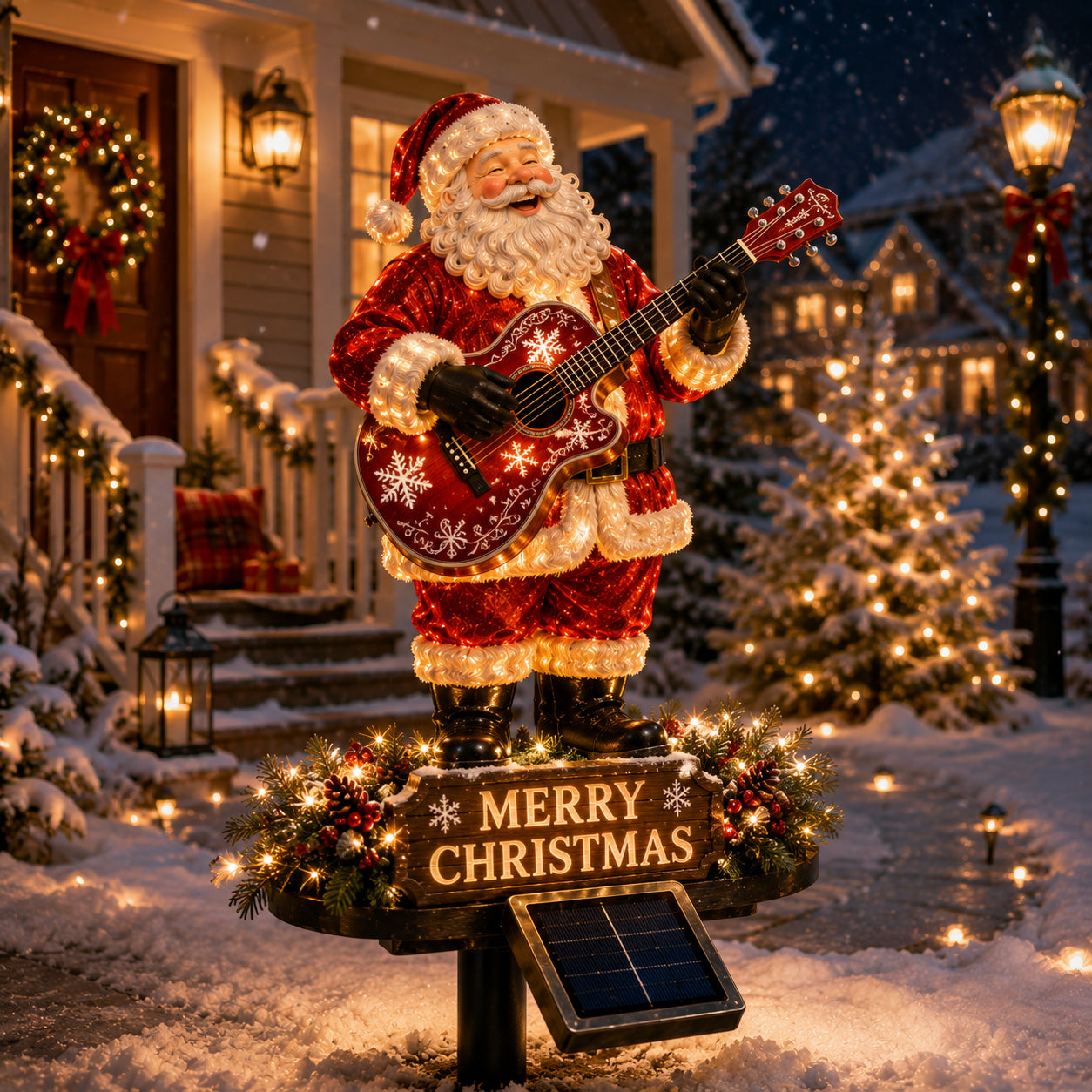 đĽ49% Off Last Day Solar-Powered Light-Up Guitar Santa Christmas Yard Decoration