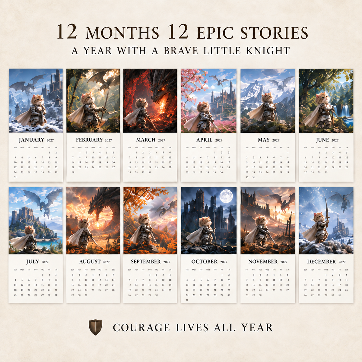 π±2027 Knight Cat vs. The Dragon Calendar