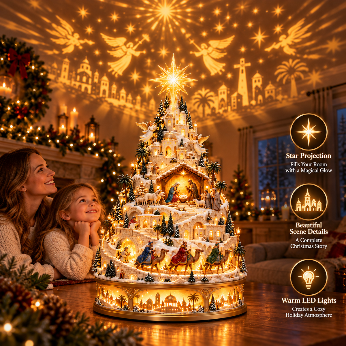 🎄 Lighted Nativity Christmas Village – A Meaningful Bethlehem Centerpiece