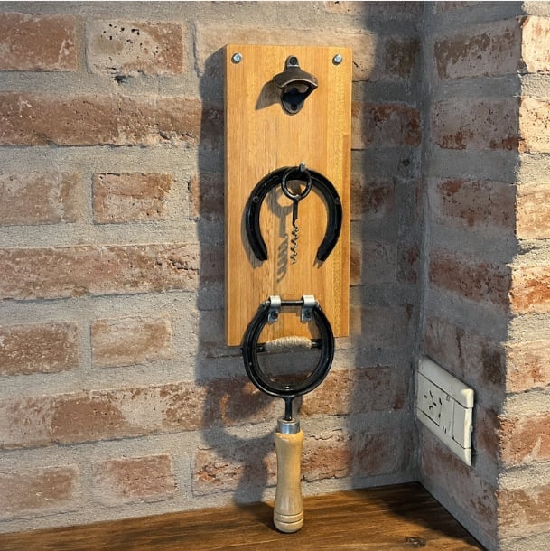 Wall Mounted Horseshoe Bottle Opener