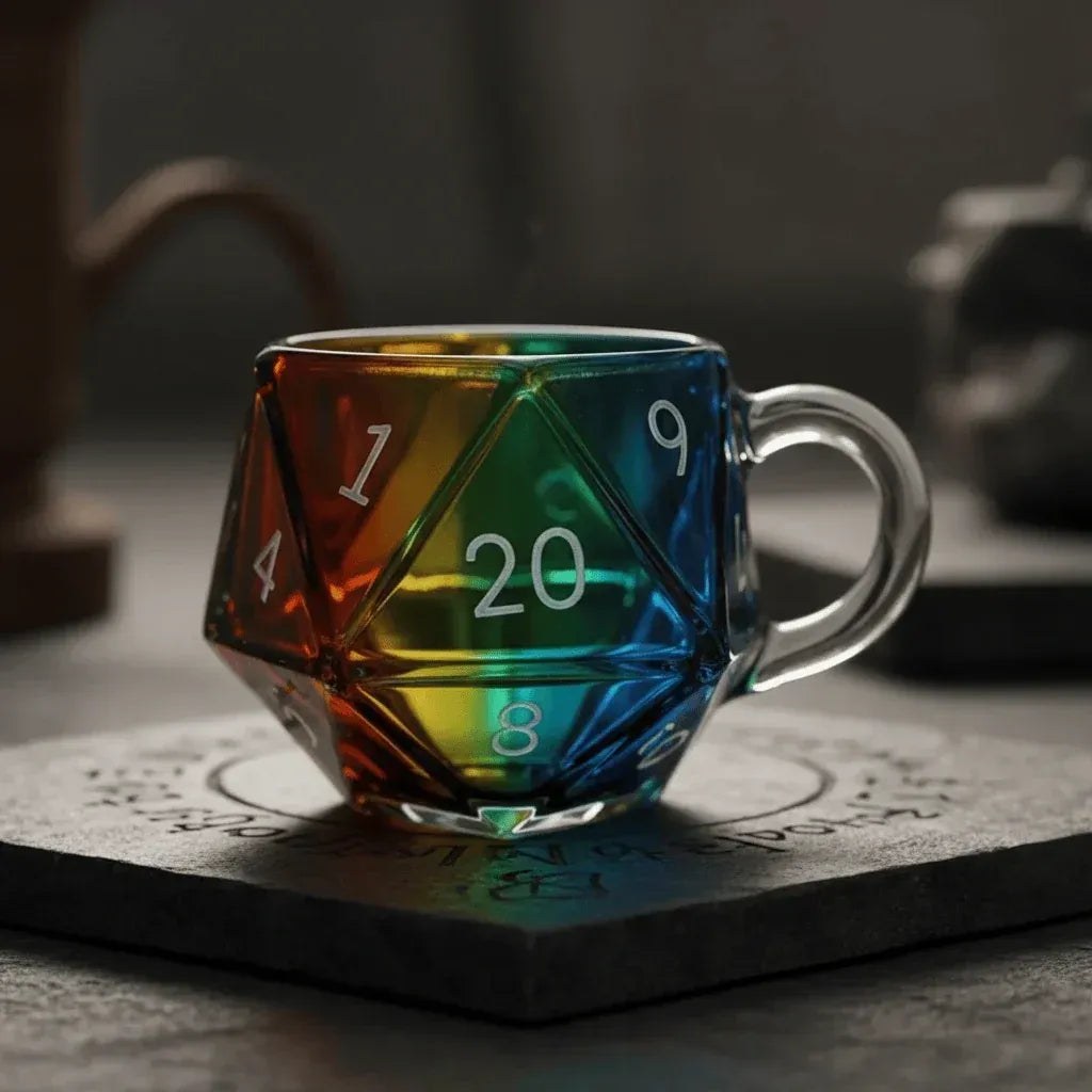🐉🎲20-Sided Polyhedral Glass Cup | Heavy-Duty Tavern Vessel | Critical Hit Quality 🍻