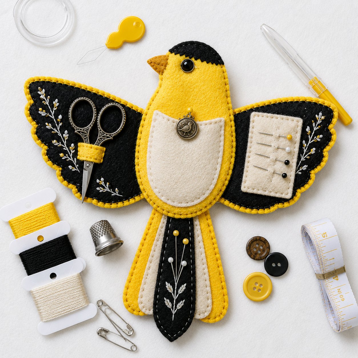 π¦ Bird-Shaped Felt Sewing Organizer DIY Kit