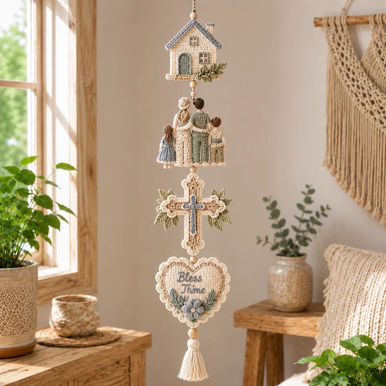 ✝️Blessed Faith Hanging Cascade – Finished Ornament or DIY Crochet Kit