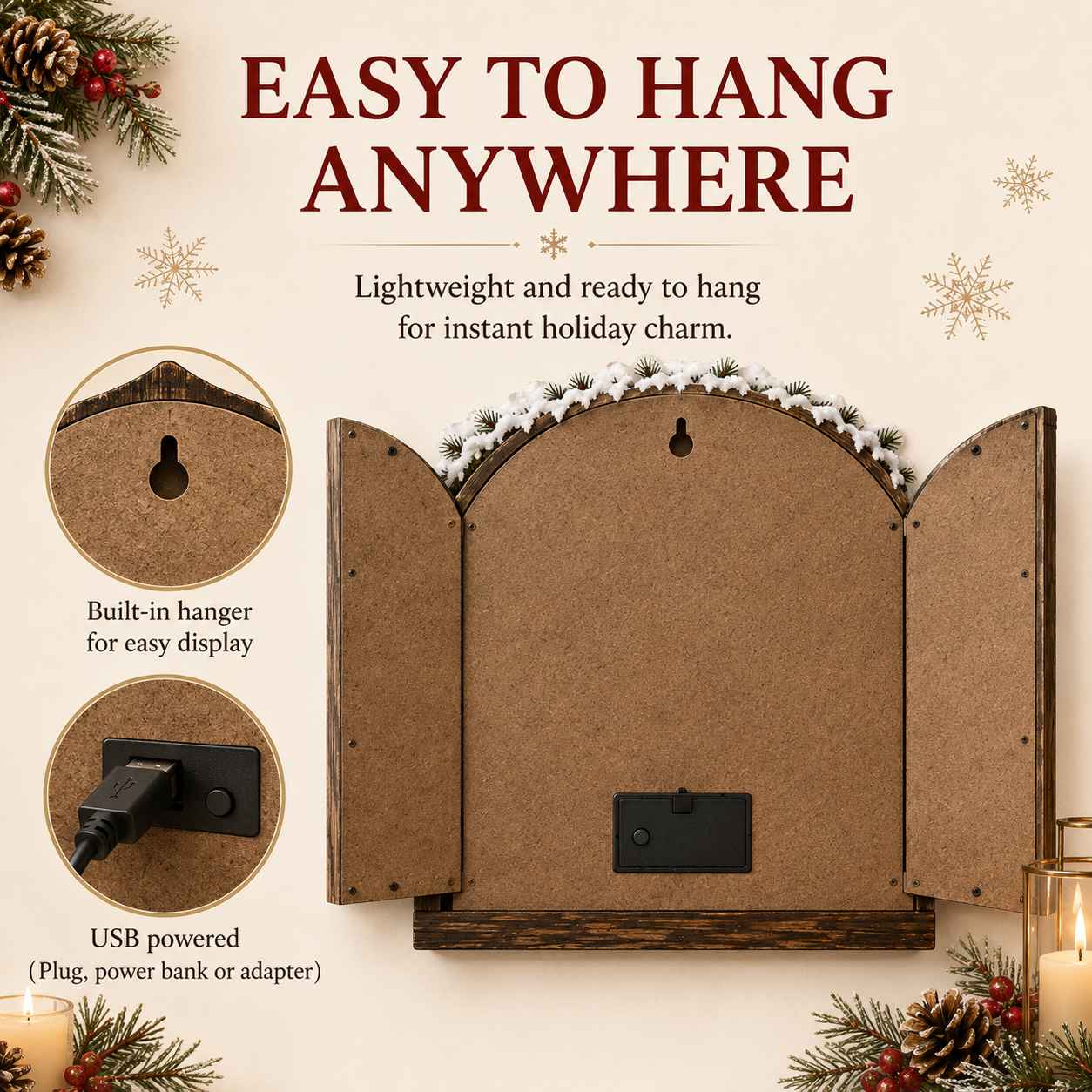 Santa’s Secret Window Light – 3D Lighted Christmas Wall Decor