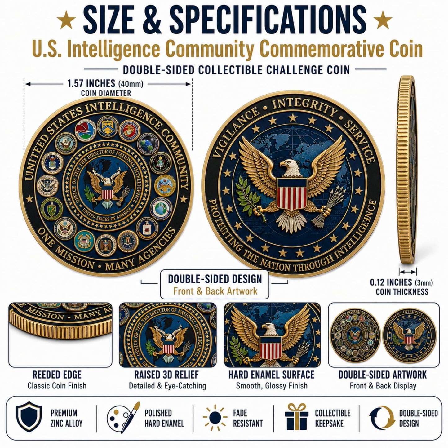 š¦
U.S. Intelligence Community Commemorative Coin(Gift box included)