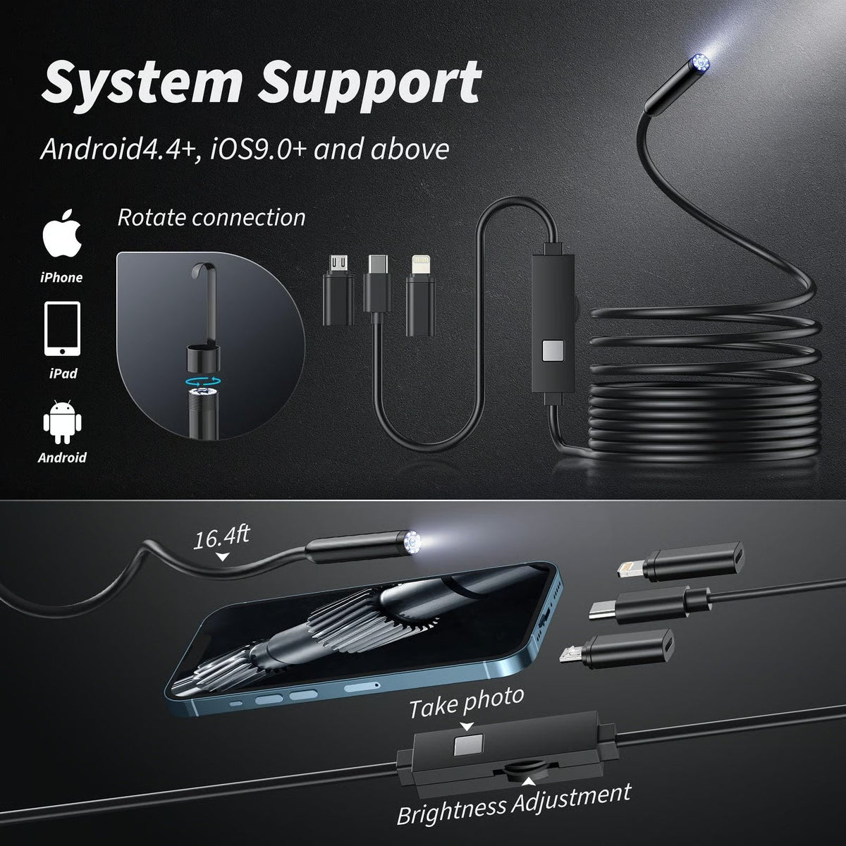 š„LAST DAY SALE 49% OFF-š Plug-and-Play Endoscope Camera - Compatible with Android & iPhone & ipad for Direct Connection