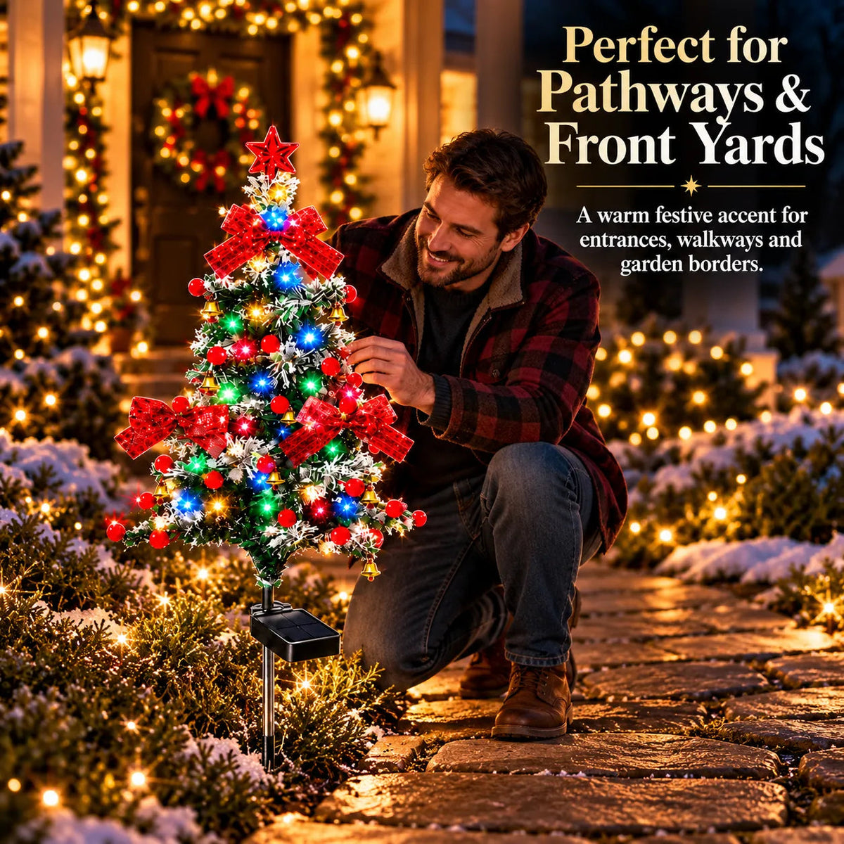 🌱 Solar Cedar Christmas Tree Lights🔥| Festive Outdoor Holiday Decor🔥