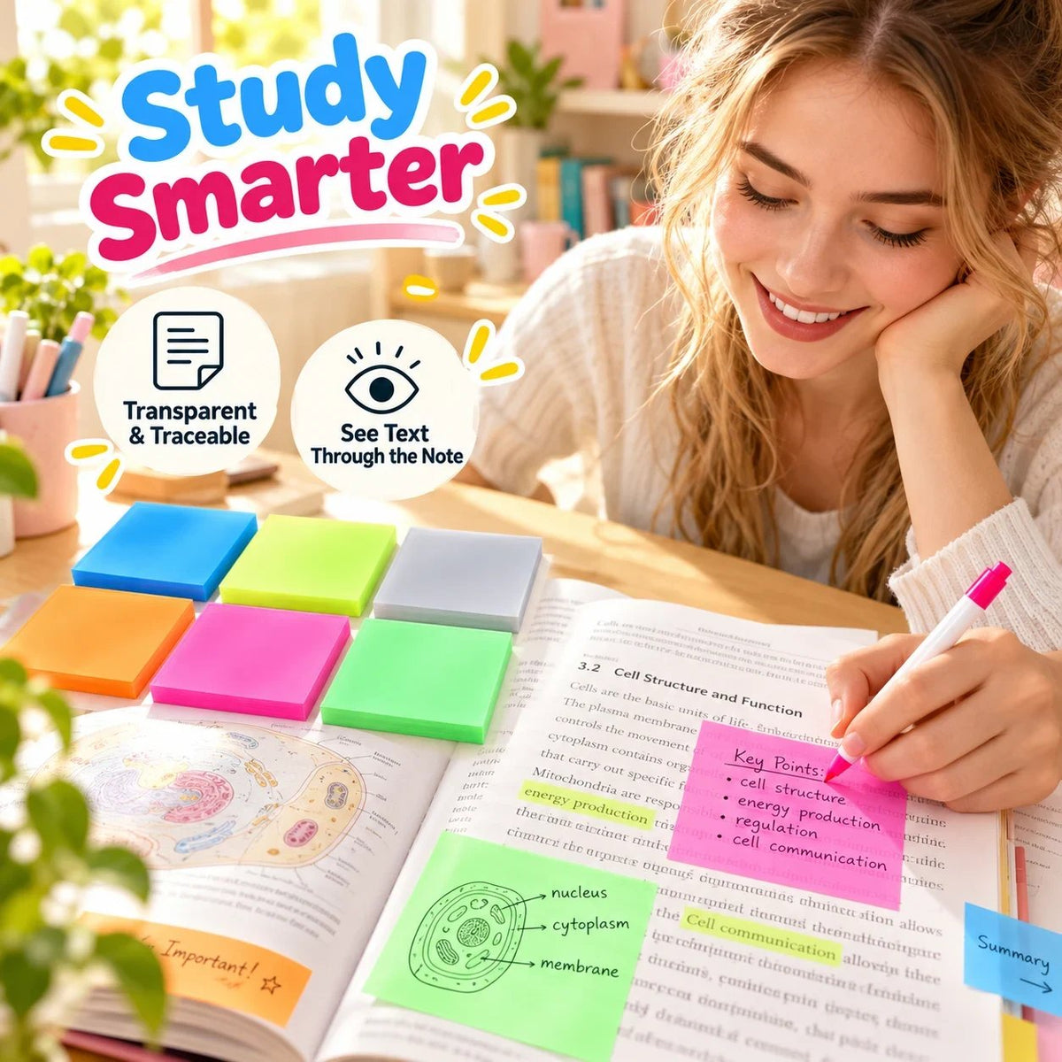 ✨ Transparent Sticky Notes – See Through, Trace with Ease