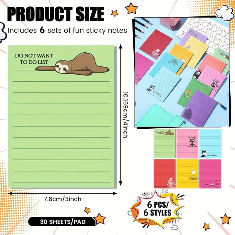 đ 12-Pack Sarcastic Office Sticky Notes â Funny Coworker Memo Pads & Hilarious Desk Gifts