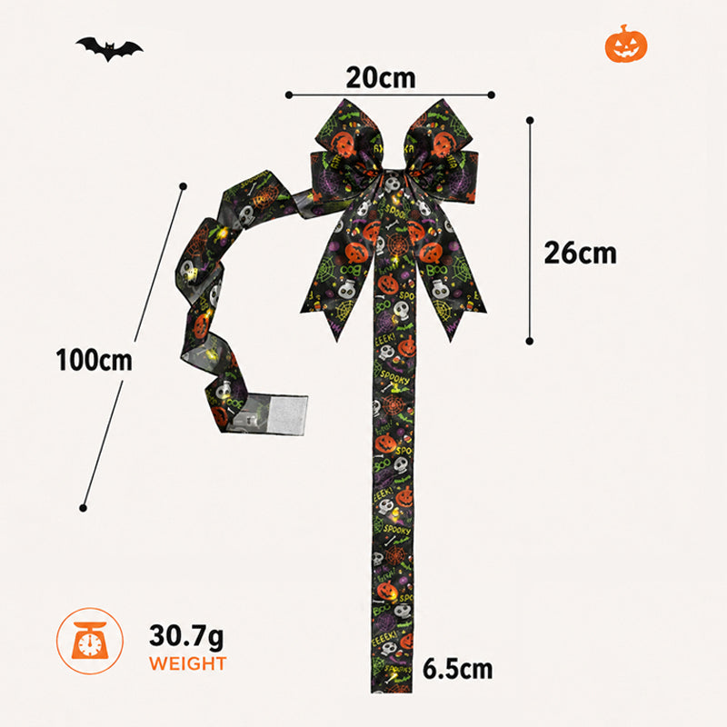 🎃Halloween Cabinet Bow Decoration-Funny Pumpkin Ribbon Wreath for Kitchen Cabinet