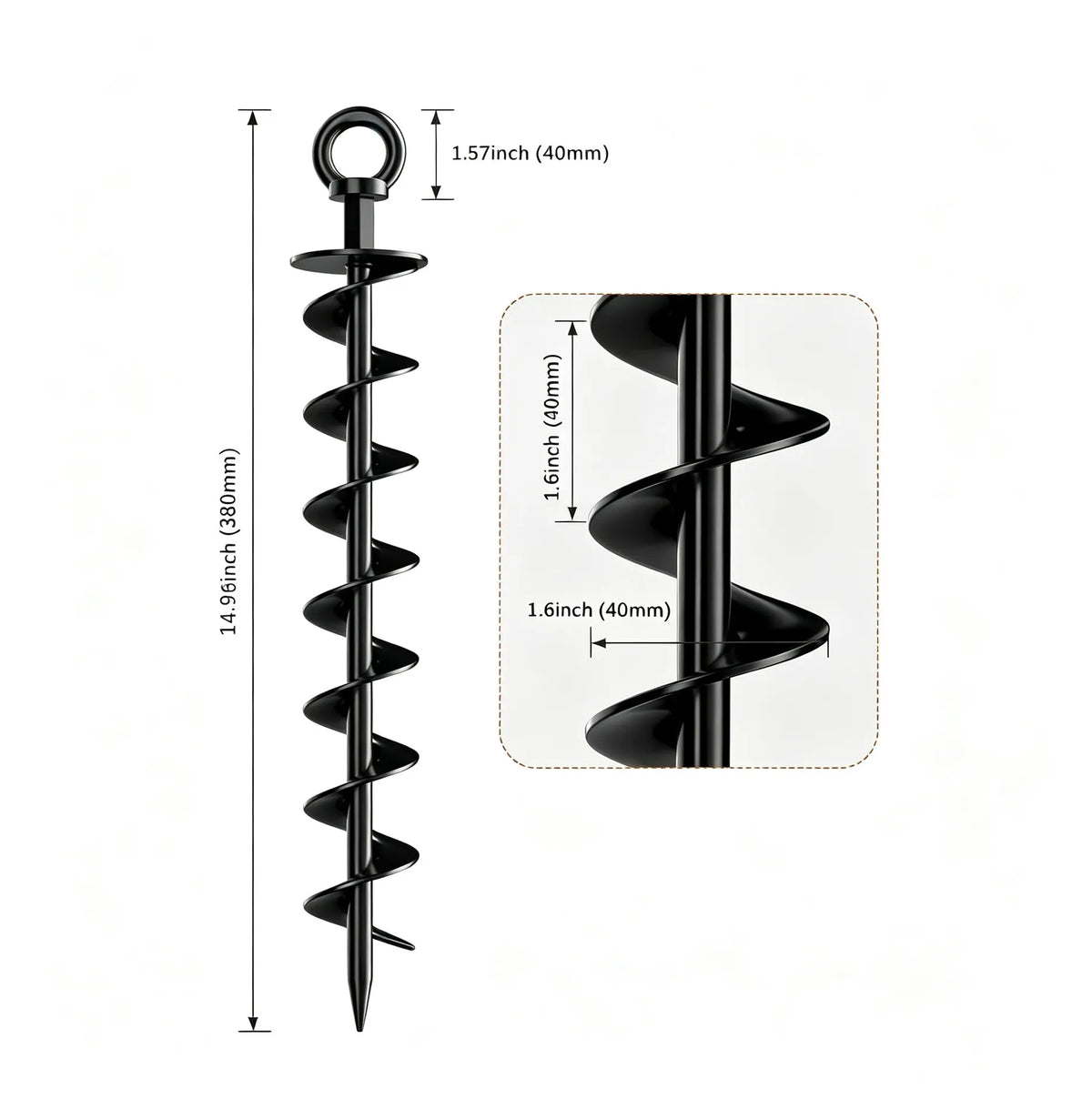 Heavy-Duty Spiral Ground Anchors Cast Steel Screw-In Ground Stakes for Securing Trampolines, Tents & Canopies Against Strong Winds, Outdoor Camping & Backyard Use
