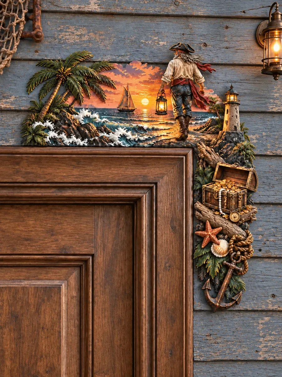 Pirate Treasure Island Door Topper – Flat-Printed Coastal Decor