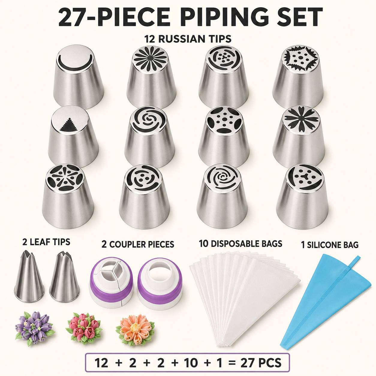 π§ 27-Piece Piping Kit β Create in Bloom