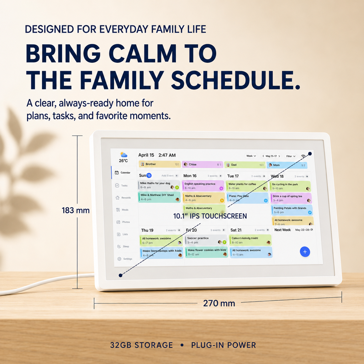 π
10.1β³ Smart Family Calendar & Digital Photo Frame β Wi-Fi Touchscreen Home Organizer