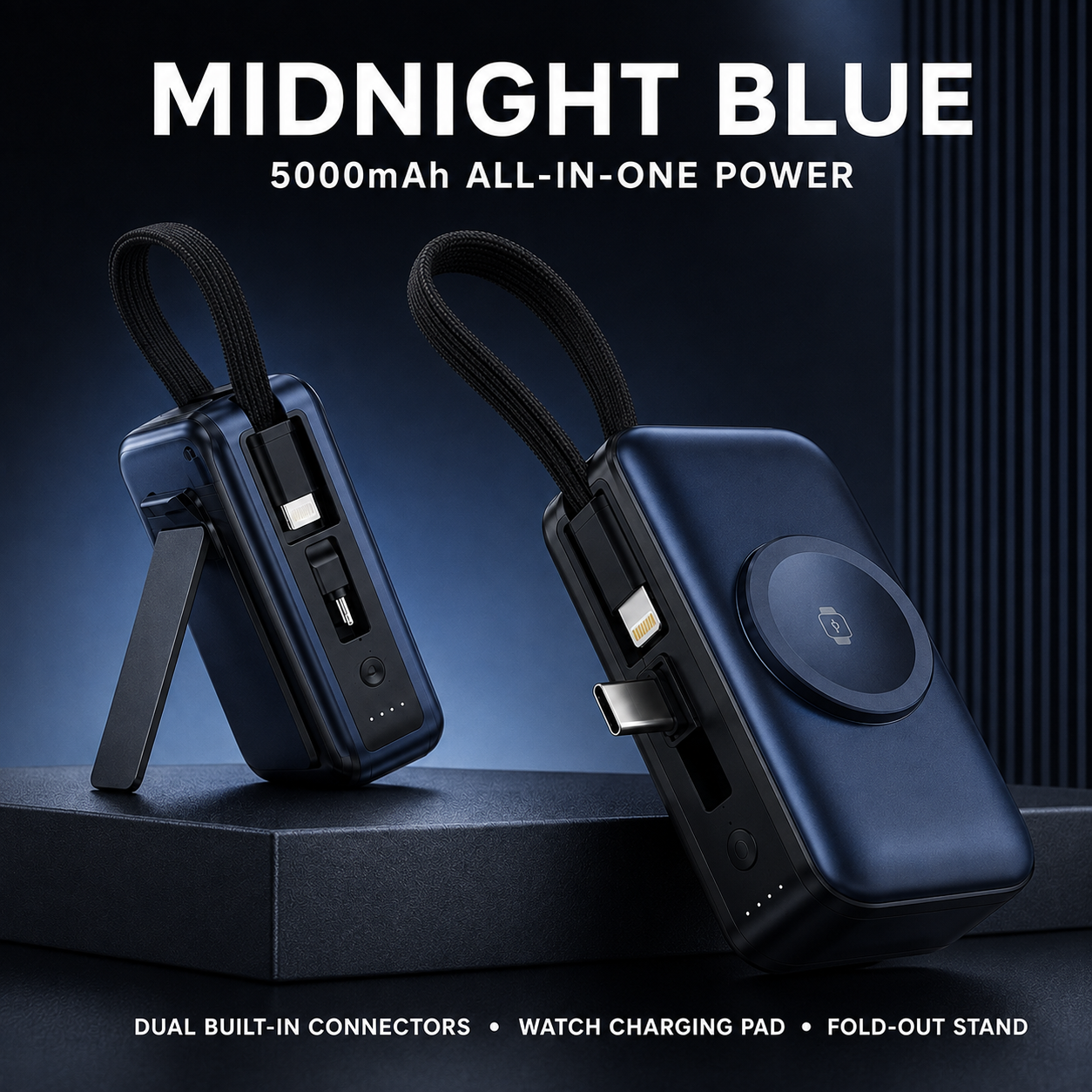 π 3-in-1 Mini Power Bank β Phone Charger, Watch Charger & Foldable Stand