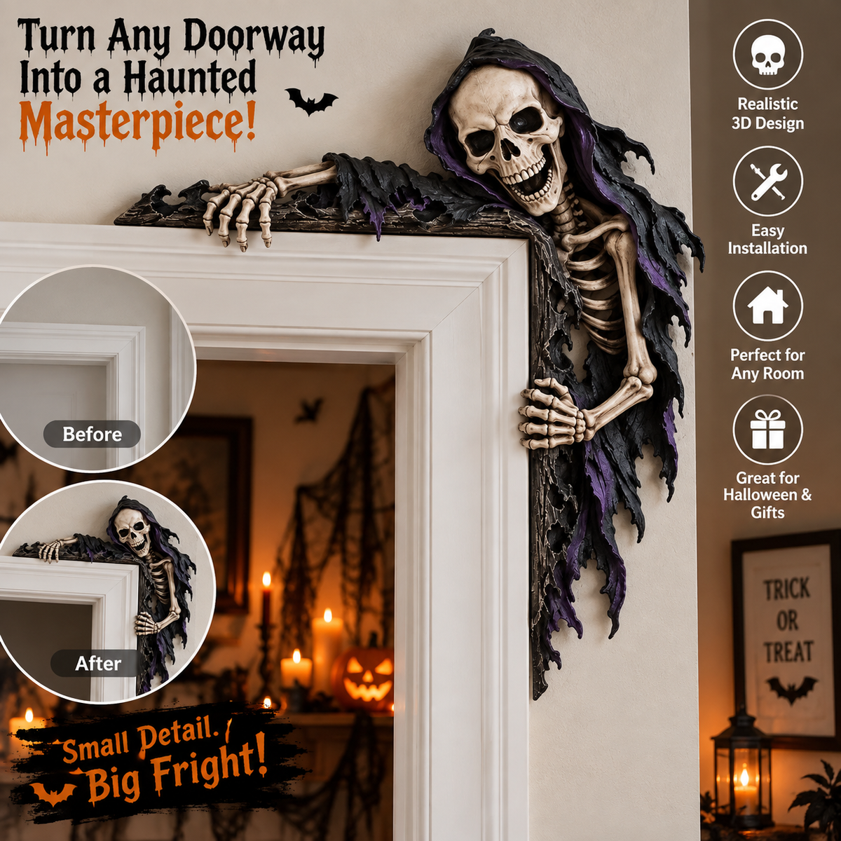 π Spooky Reaper Door Frame Corner Decor