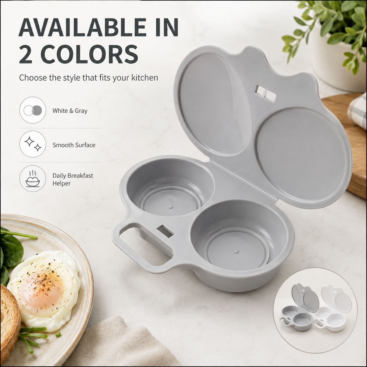 🍳 Microwave Egg Poacher – Dual Egg Breakfast Cooker