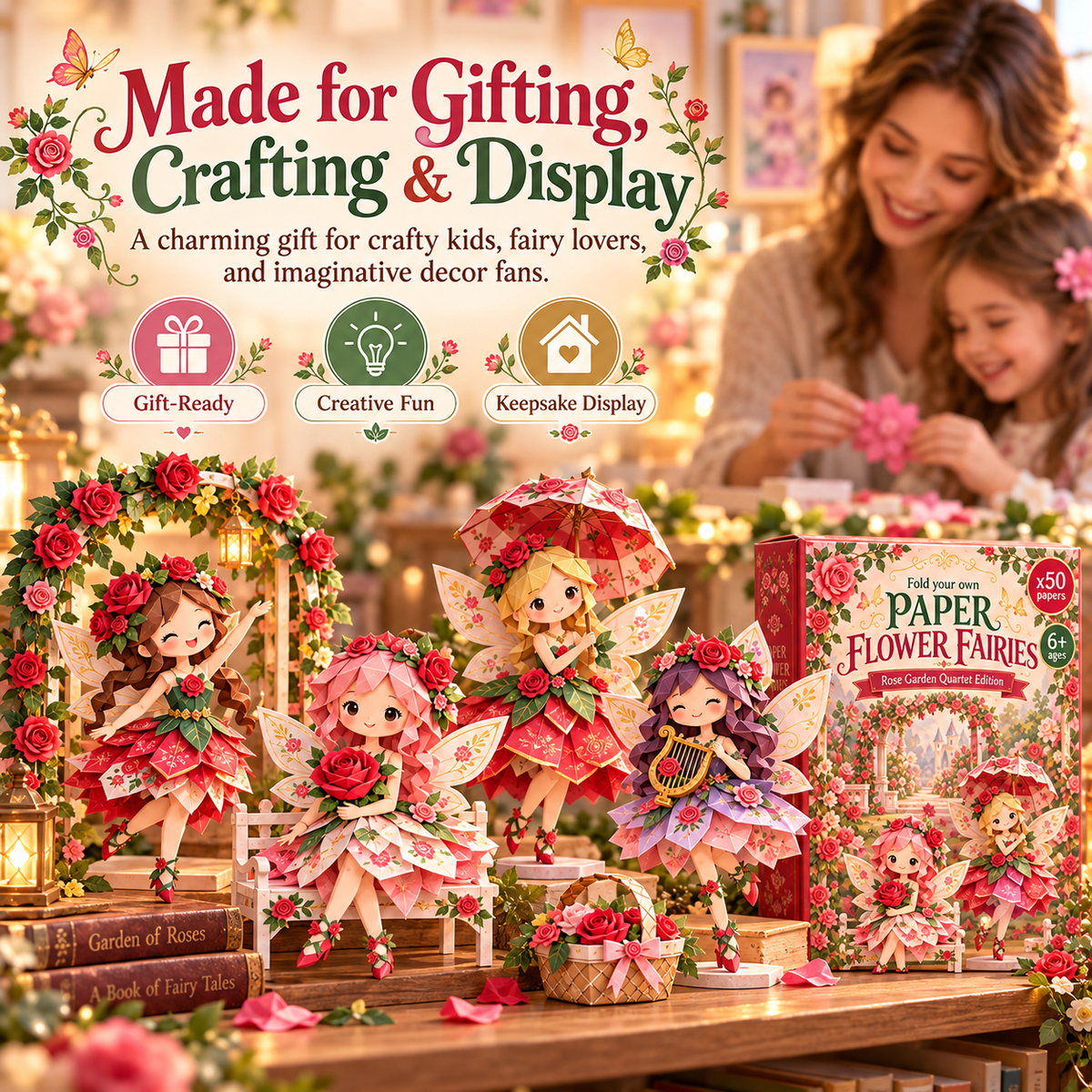 π§DIY Paper Flower Fairies Craft Kit β 4 Foldable Fairies, 6 Garden Themes πΈ