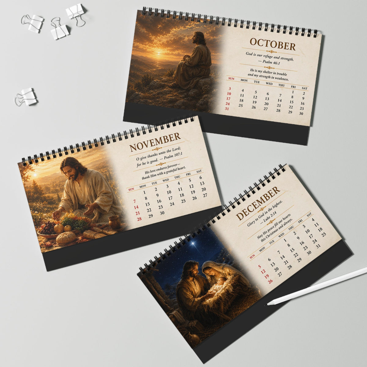 Christian Desk Calendar 2027 - Jesus Inspired Daily Calendar - Gifts for Christians
