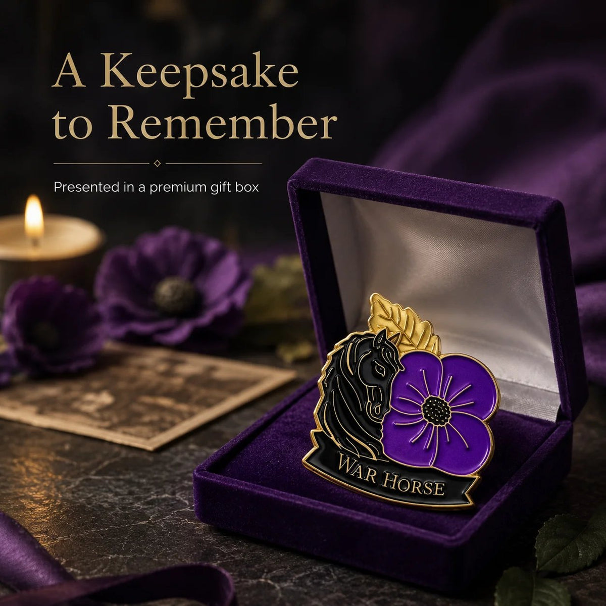 π Limited Edition WarHorse Purple Poppy 1llthAnniversaryRemembrance Brooch