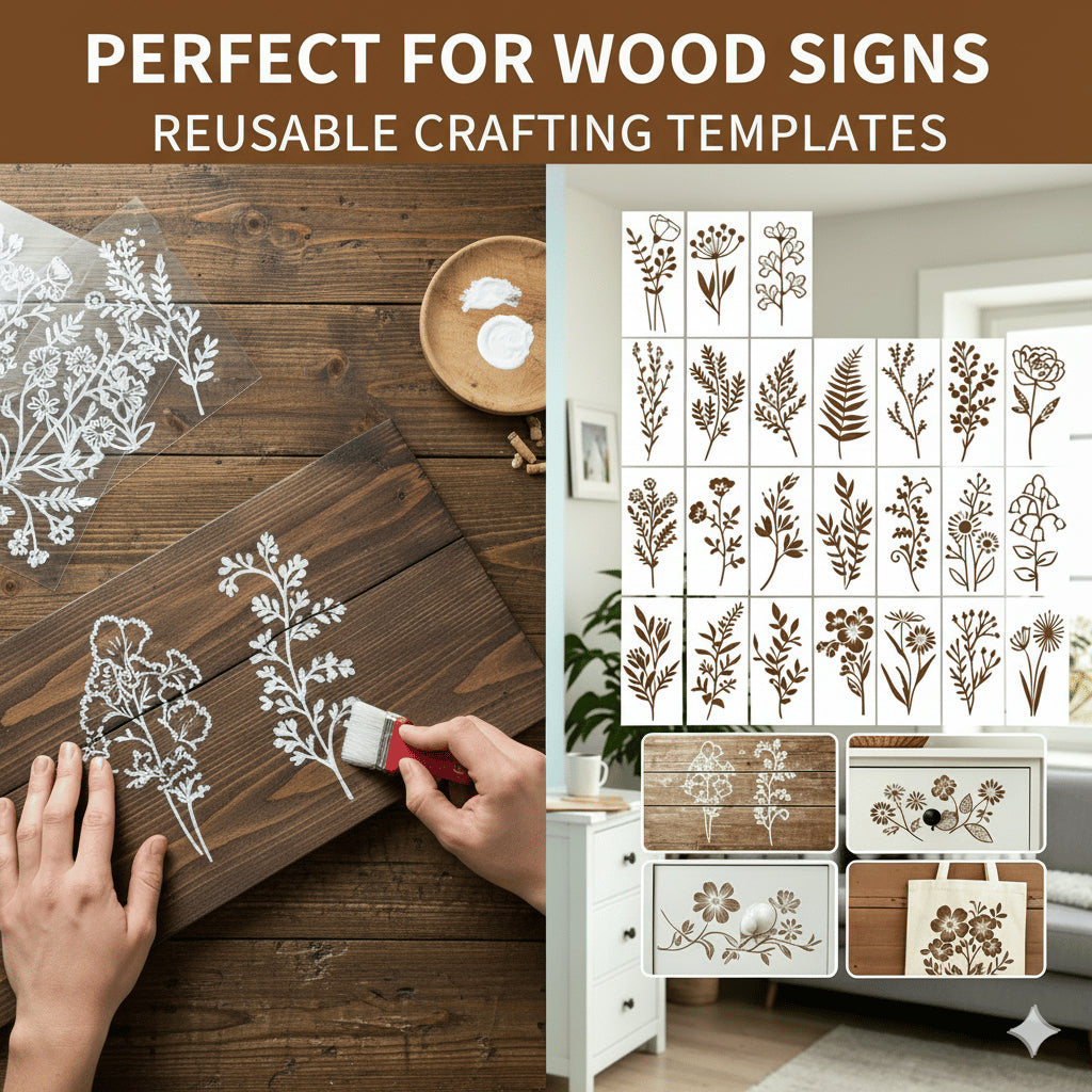 🔥24 PCS - Flower Stencils Painting Crafts Templates