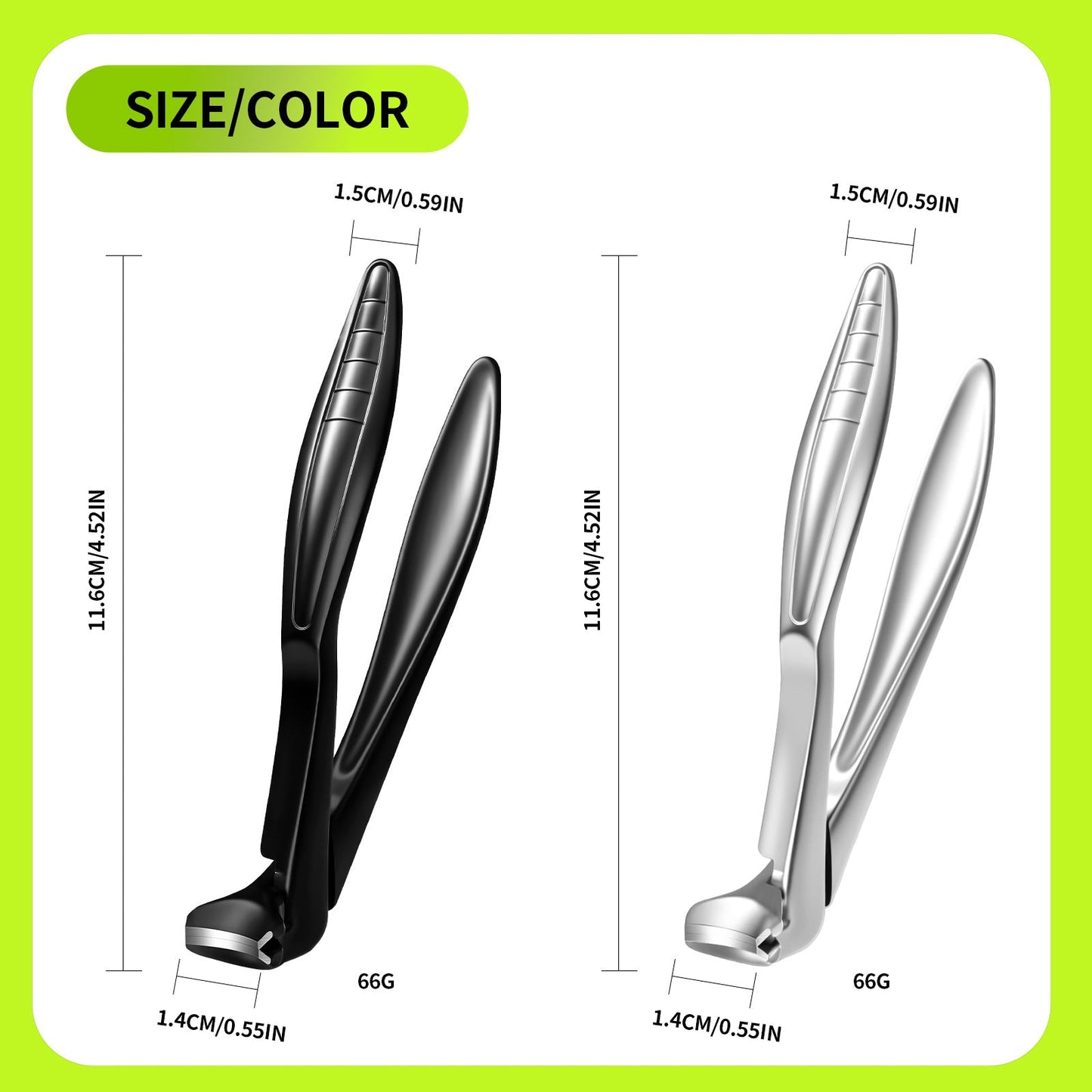 Curved Stainless Steel Nail Clippers with Splash Guard, Large-Opening