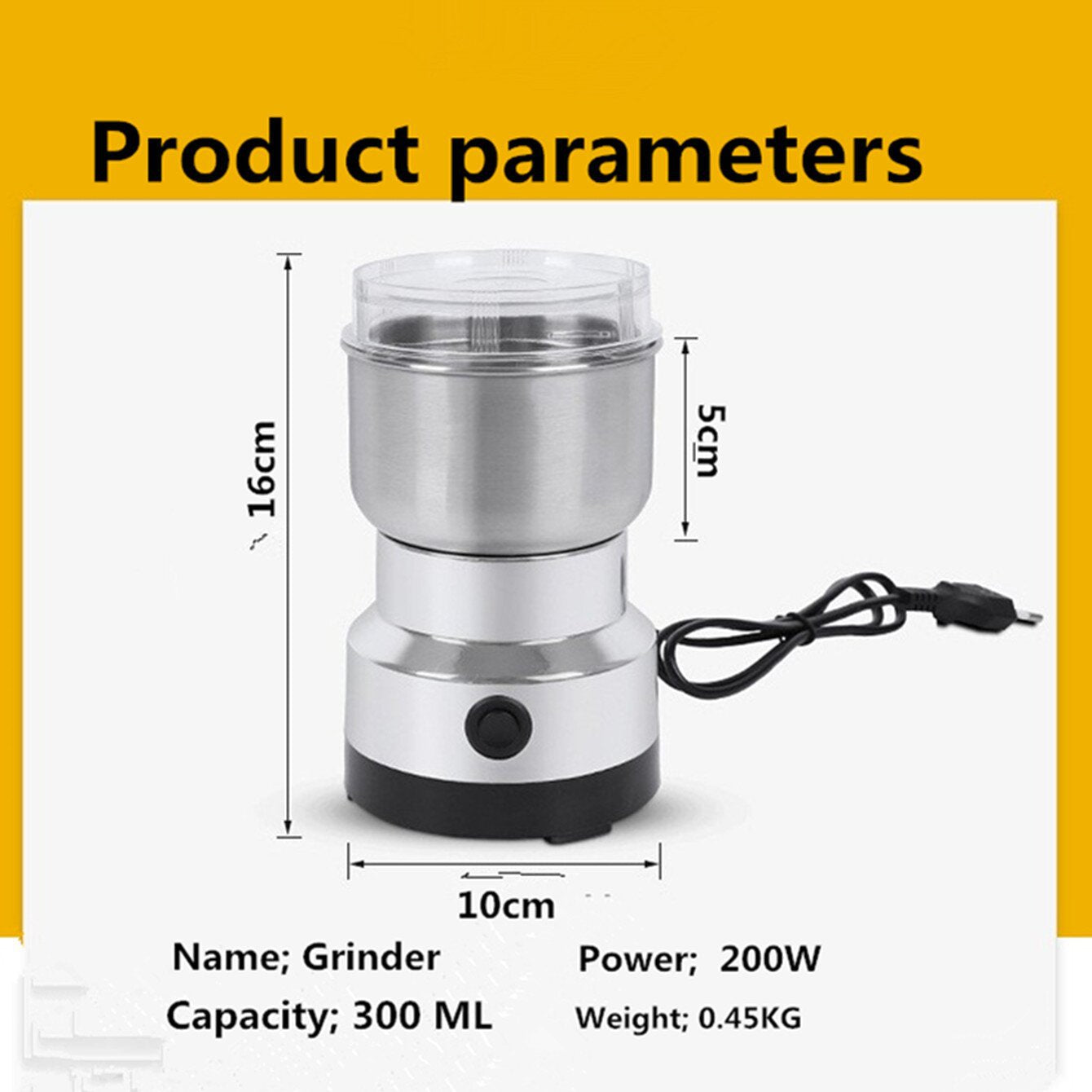 ⚡High-Speed Stainless Steel Grain Grinder – Powerful Electric Mill for Fast, Fresh Grinding