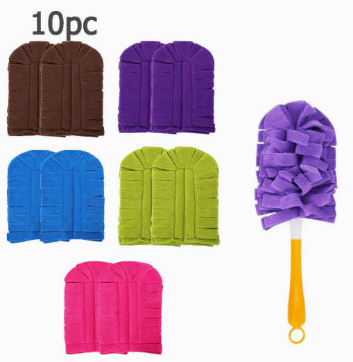 6-Pack Reusable Electrostatic Duster Refills with Handle – 360° Flexible Microfiber Dust Cleaner for Furniture, Ceiling Fans & Blinds