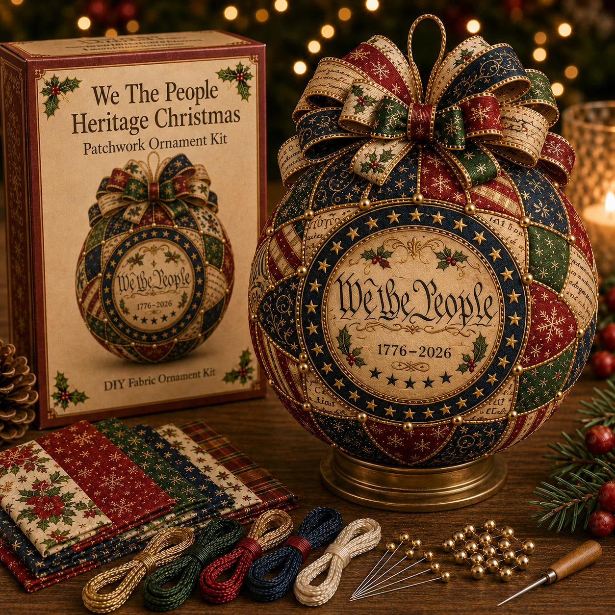πΊπΈπ USA 250th Anniversary Christmas Patchwork Ornament DIY Kit