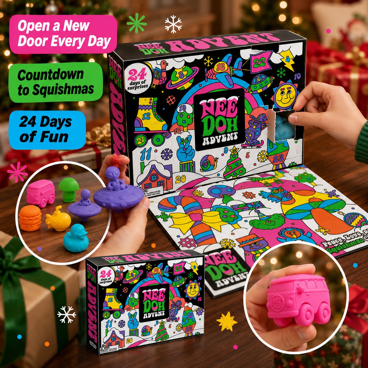 🎄 NeeDoh Advent 2026 Squishmas Calendar | 24 Days of Mini Squishy Surprises, Neon Fidget Fun & Holiday Collectibles 🎁✨