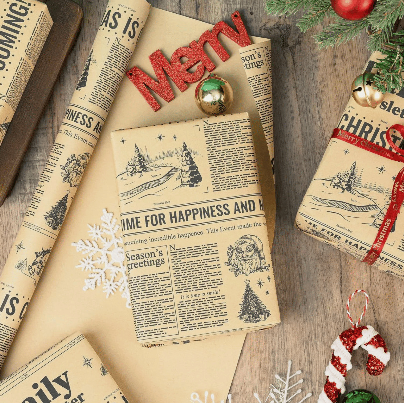 π°π Retro Newspaper Christmas Paper Roll