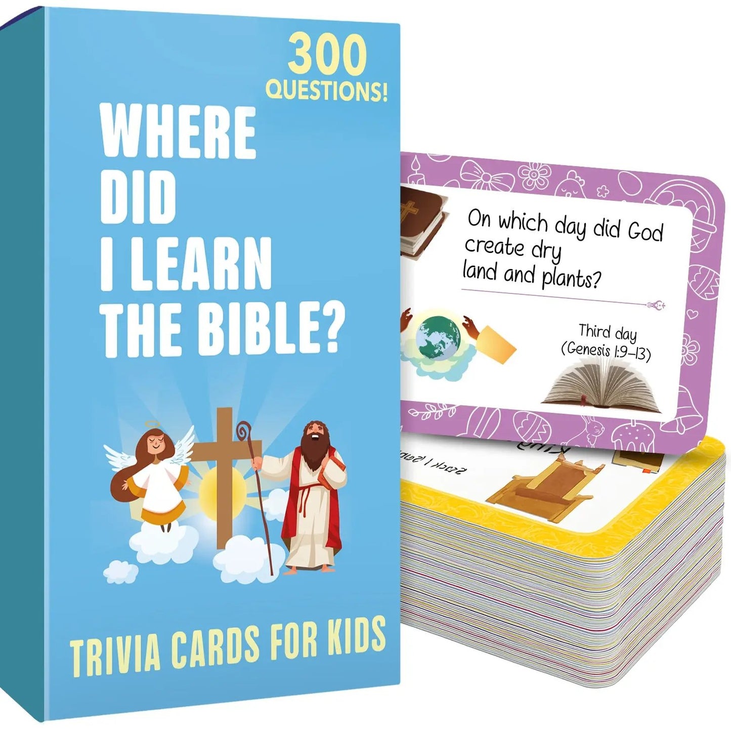 📖 Bible Trivia Cards for Kids – 300 Questions, 150 Cards, Perfect for Family Game Night & Sunday School
