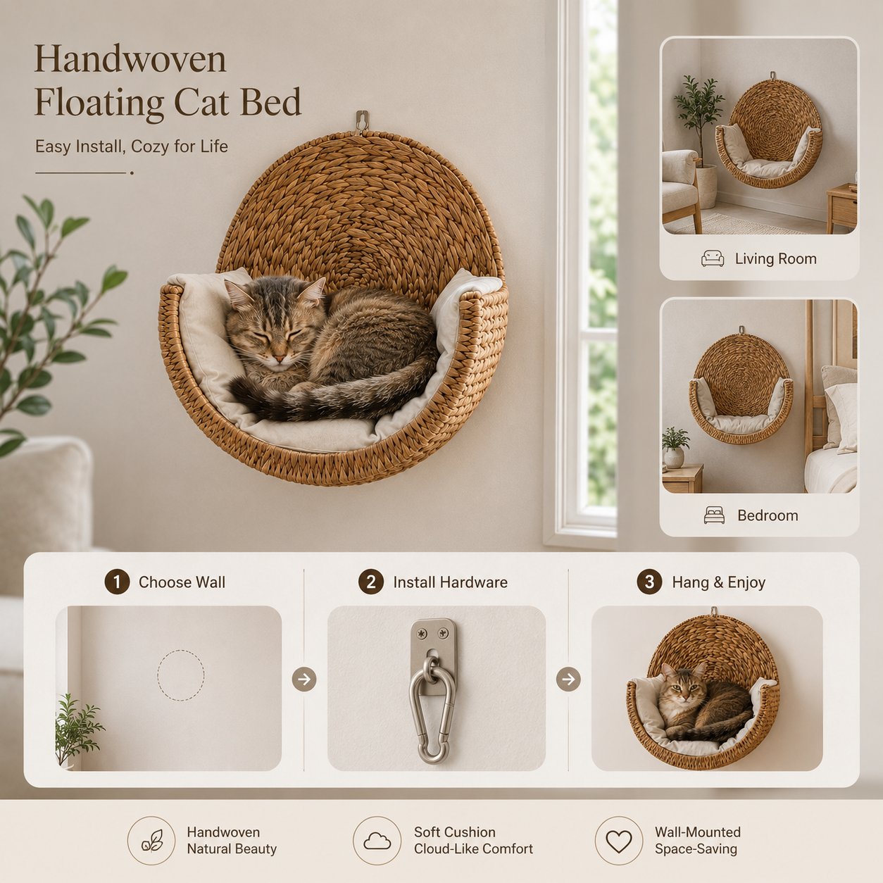 π± Purrfectly Cozy Handwoven Hanging Cat Bed