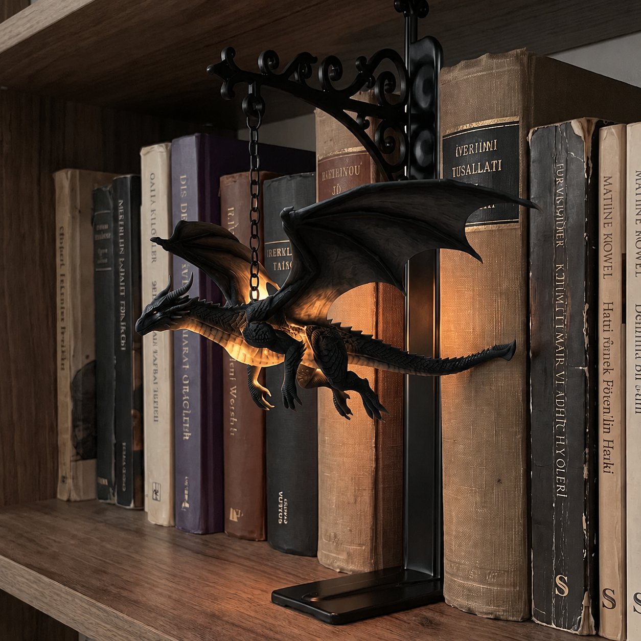 🐉 DragonGlow Hanging Purple Dragon Bookend Light – Let a Glowing Dragon Guard Your Favorite Stories 📚🌠