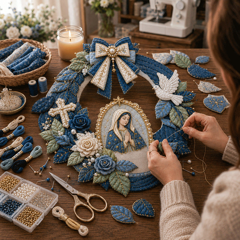 🔥49% Off Last Day -🎄 DIY Beaded & Quilted Christmas Wreath Kit