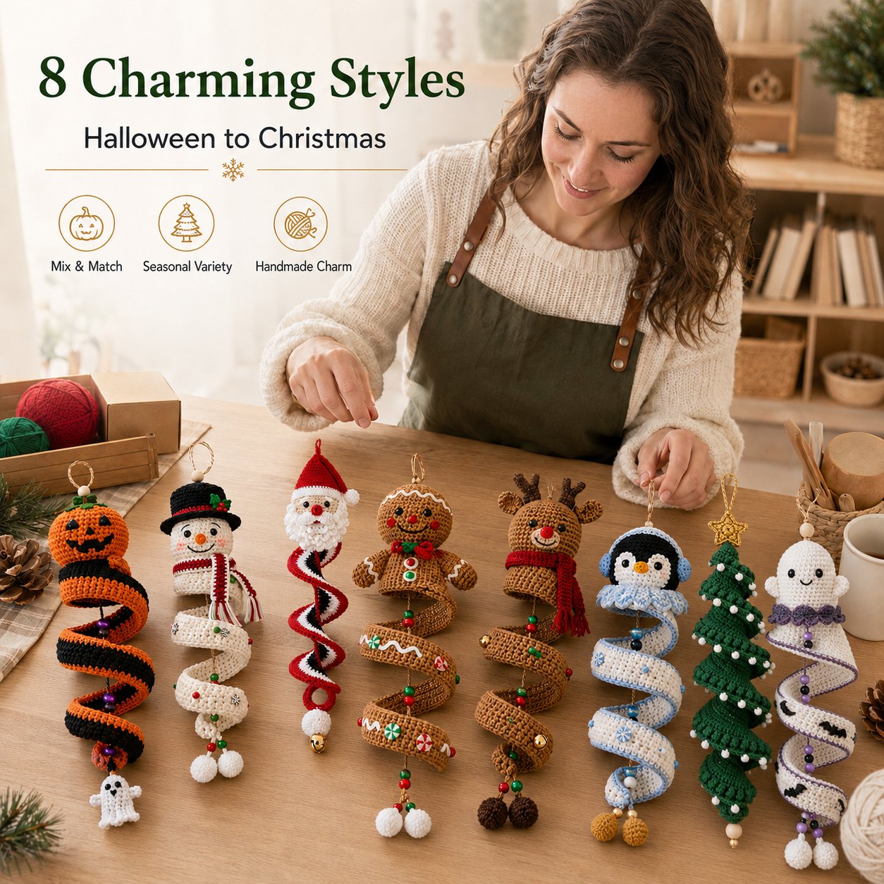 Crochet Christmas Spiral Ornament DIY Kit