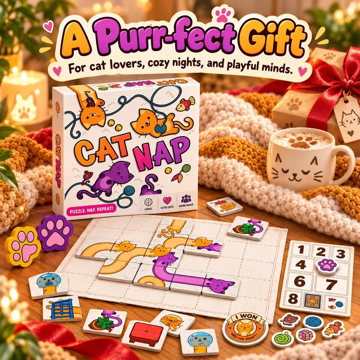 ๐ฑ Cat Nap โ Cute Cat Puzzle Board Game for Family Fun & Game Night