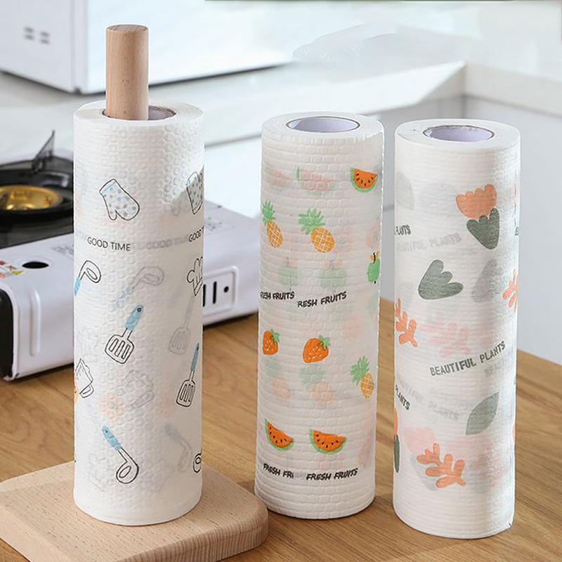 50Pcs Per Roll Reusable Cleaning Lazy Rags, Washable Kitchen Dish Towels & Multi-Purpose Wiping Cloths