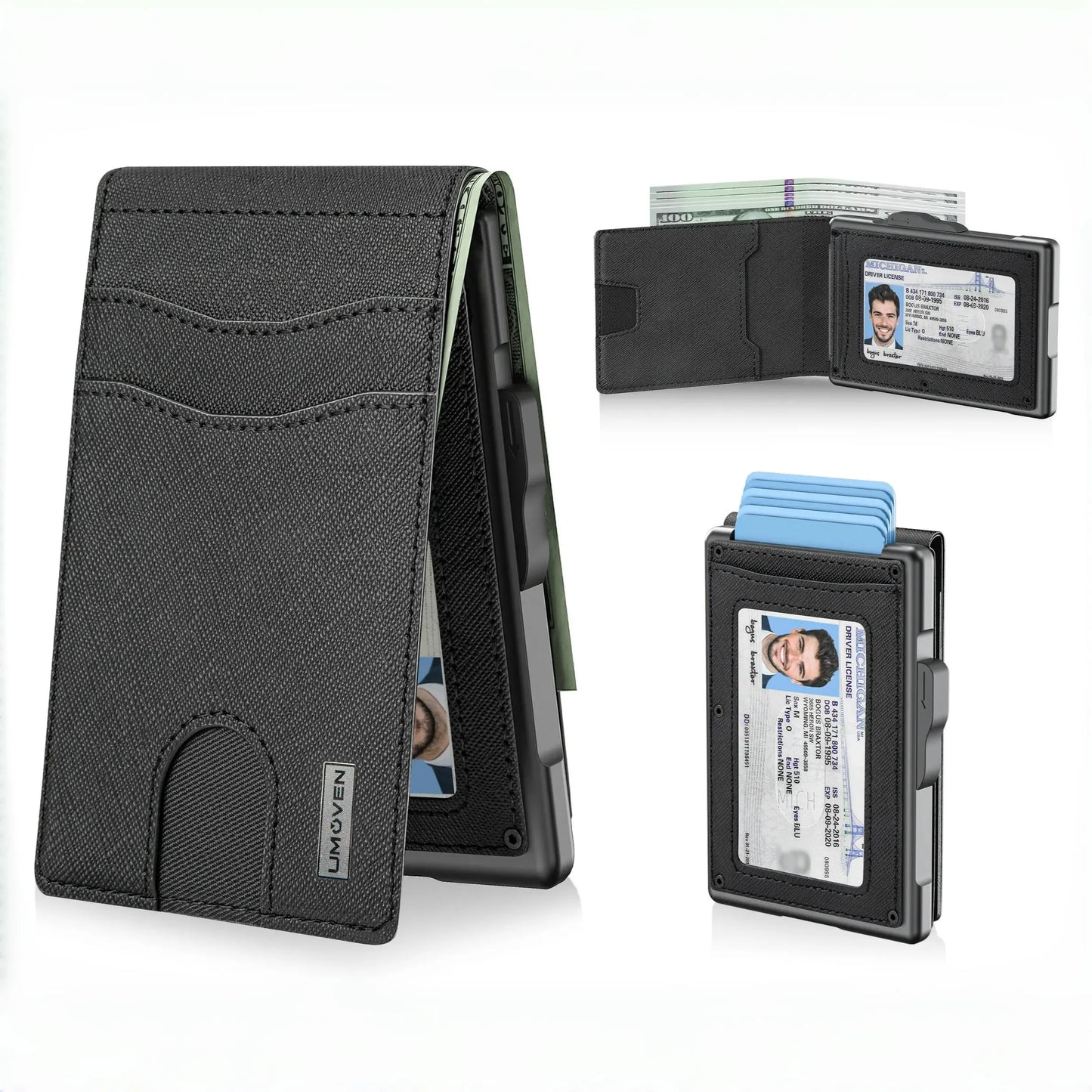 š„Minimalist Pop-Up Wallet for Men ā RFID Blocking Aluminum Card Holder , ID Window & Leather Front Pocket