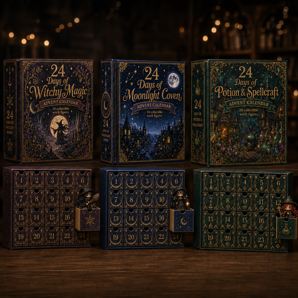 โฐLimited Stock 49% OFF๐ฅ 2026 The Five Covens Witch Advent Calendar โ 24 Collectible Witches, 4 Magical Coven Styles