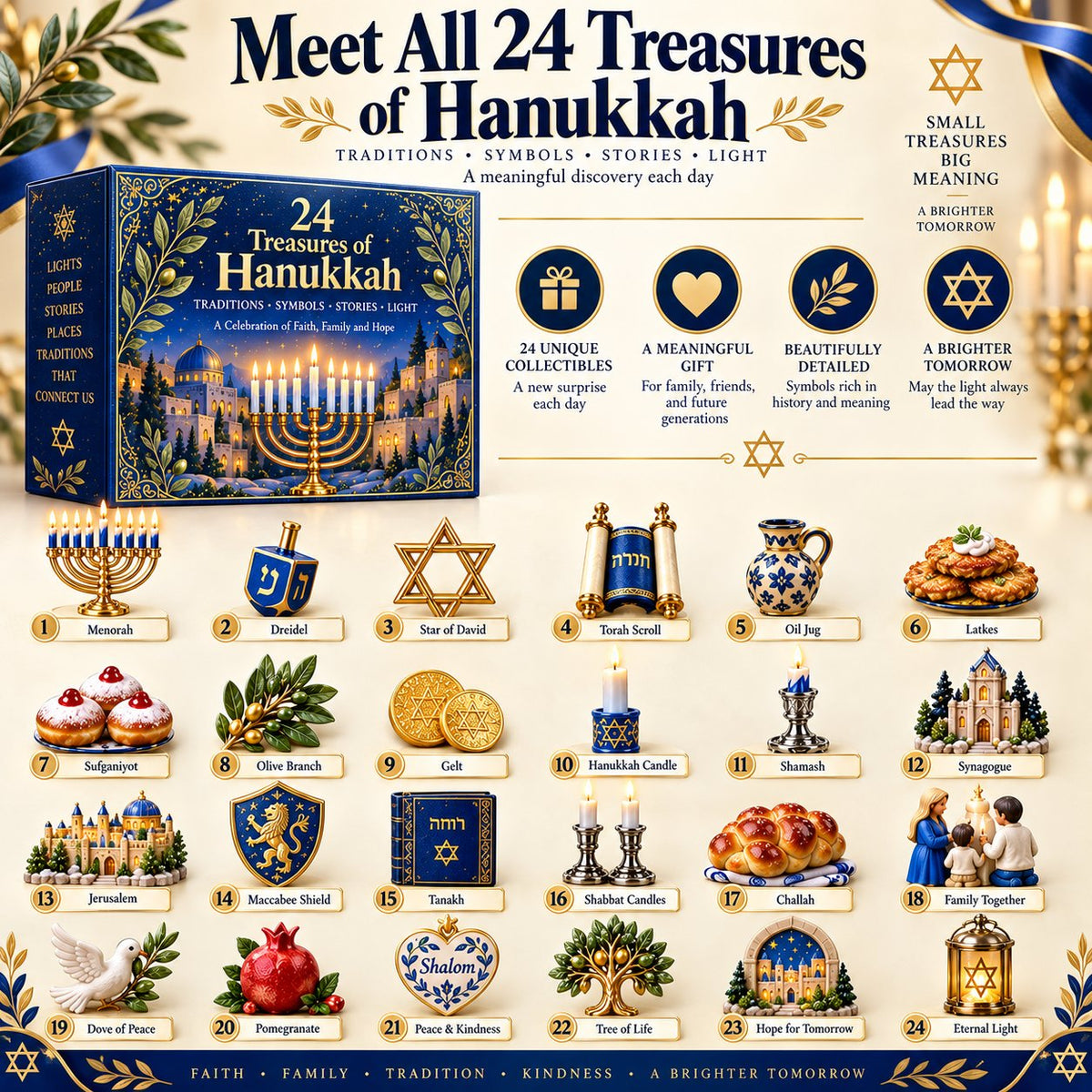 24 Treasures of Hanukkah β Traditions, Symbols & Light Countdown Calendar
