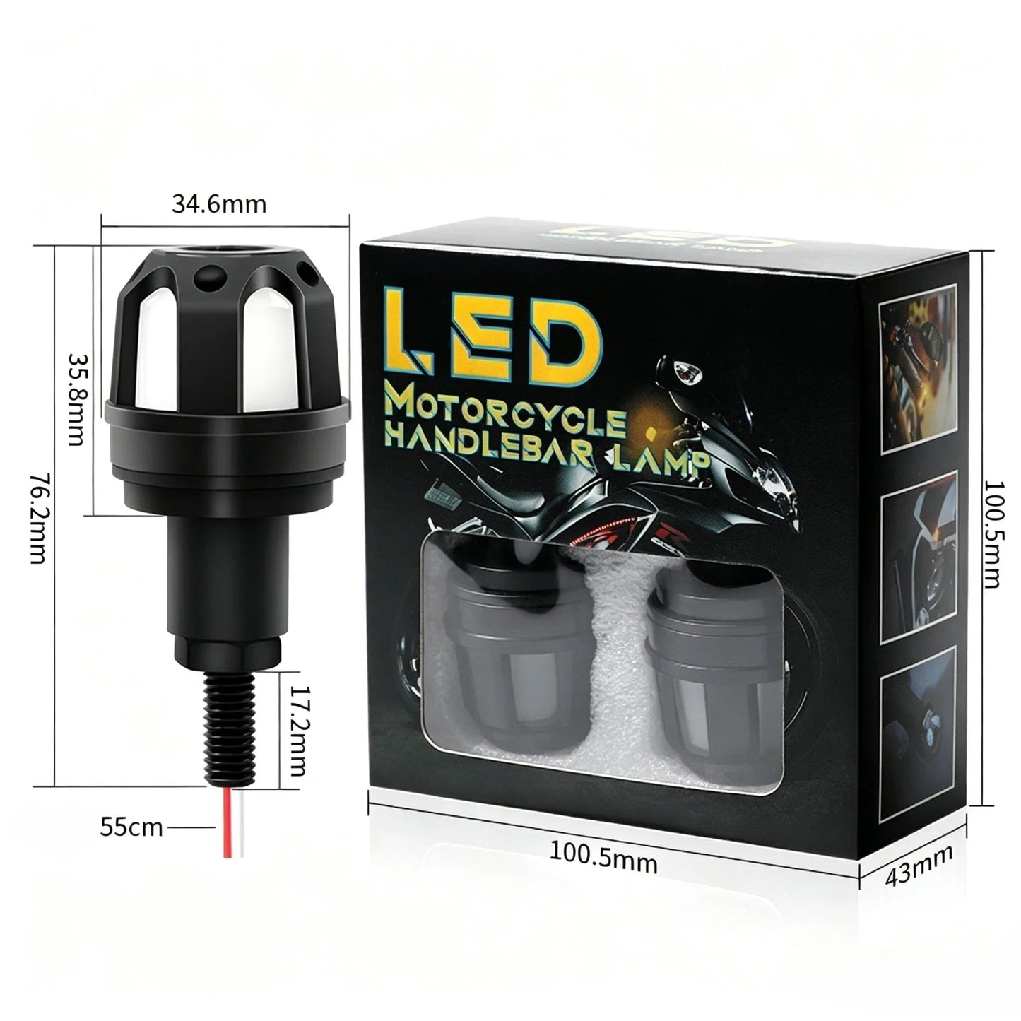 🎉⚡ LED Motorcycle Bar End Turn Signals – 4 Colors, Universal Fit 99% of Models⚡
