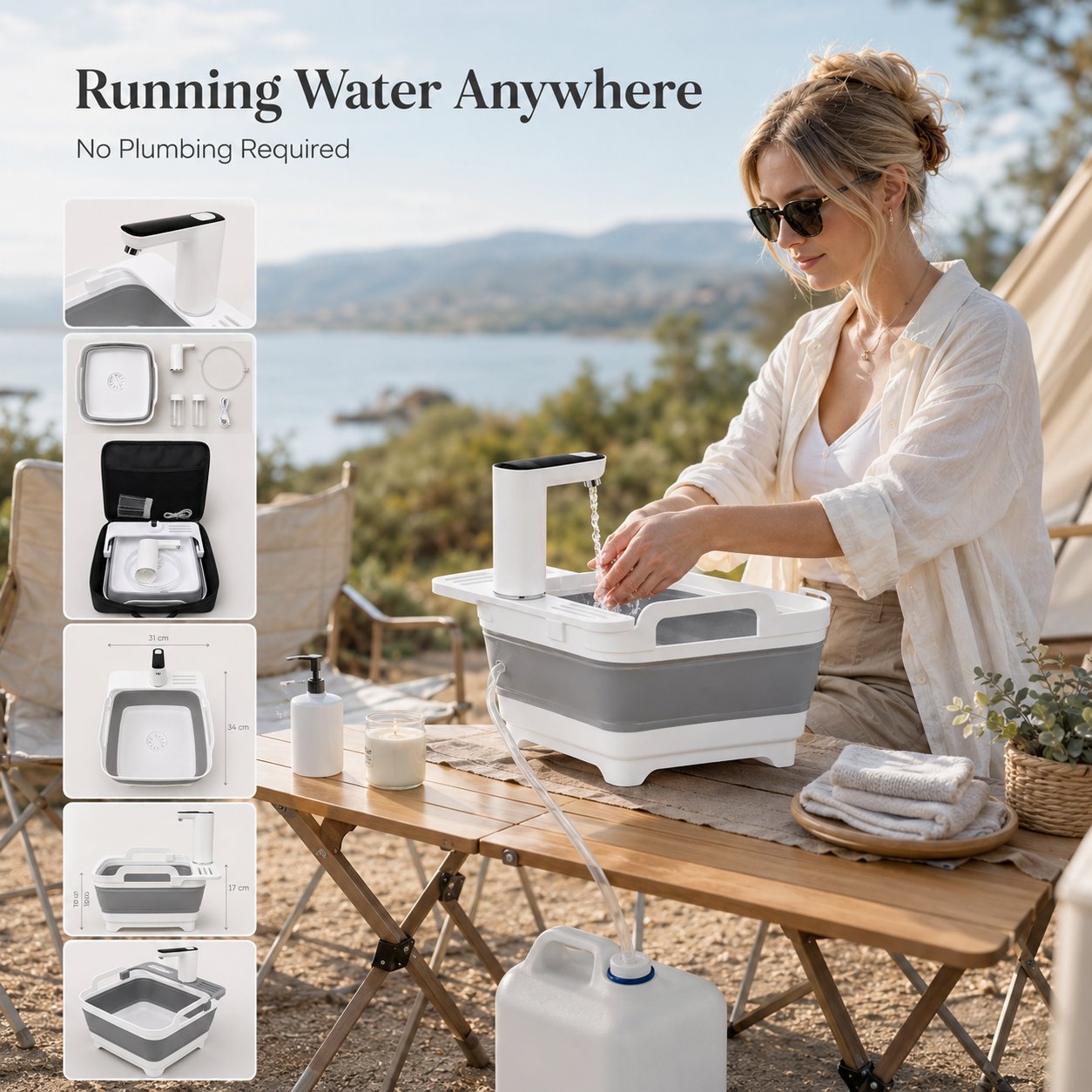 ๐๏ธ Portable Camping Sink โ Rechargeable Pump Outdoor Wash Station ๐ง