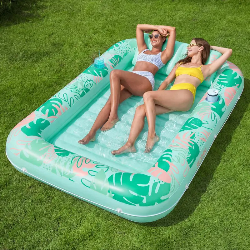 4-in-1 XL Inflatable Tanning Pool Lounge with Cup Holder