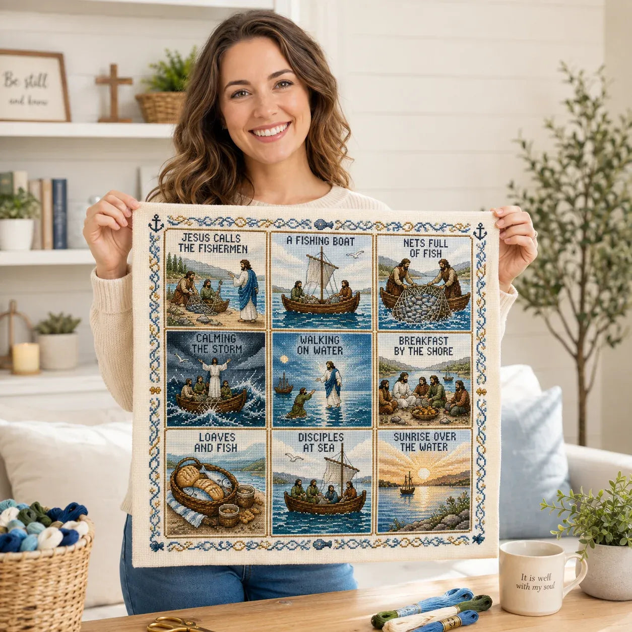β³ Last Day 49% OFF β βοΈ Beginner-Friendly Life of Jesus Bible Story Cross Stitch DIY Kit | 6 Biblical Collections with Fabric, Color-Matched Floss, Needle & Pattern Guide Included π
