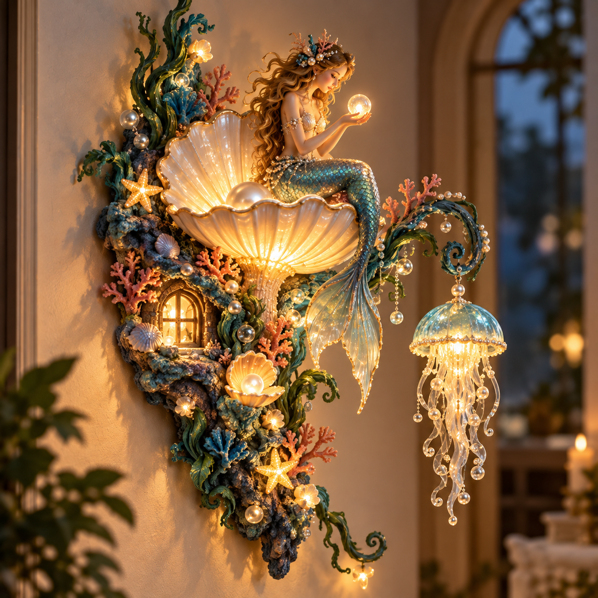โฐLimited Stock 50% OFF - ๐งโโ๏ธโจ Mermaid Pearl Wall Light ๐๐