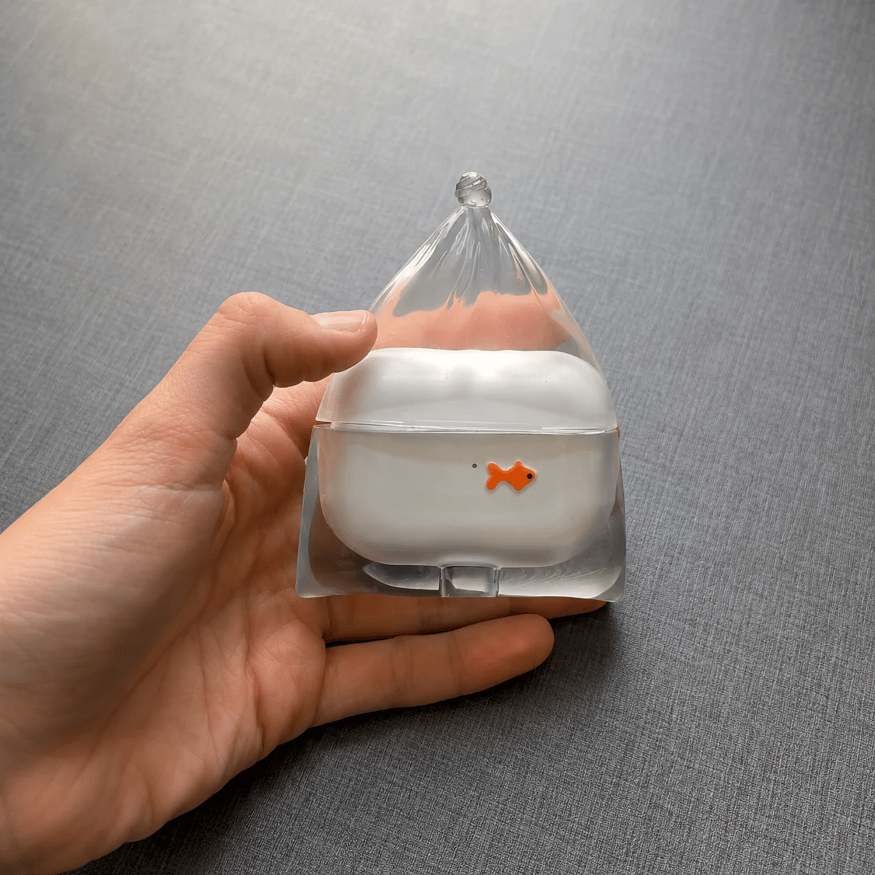 💖Hot 30% OFF🐟 Fishy Pods — Cute Transparent AirPods Case with Floating Fish Charm